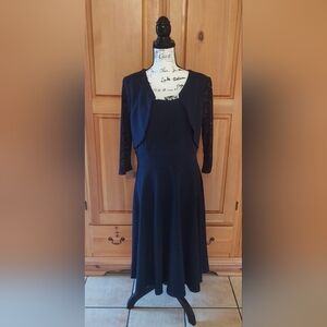 Navy Blue Lace Sleeved Dress